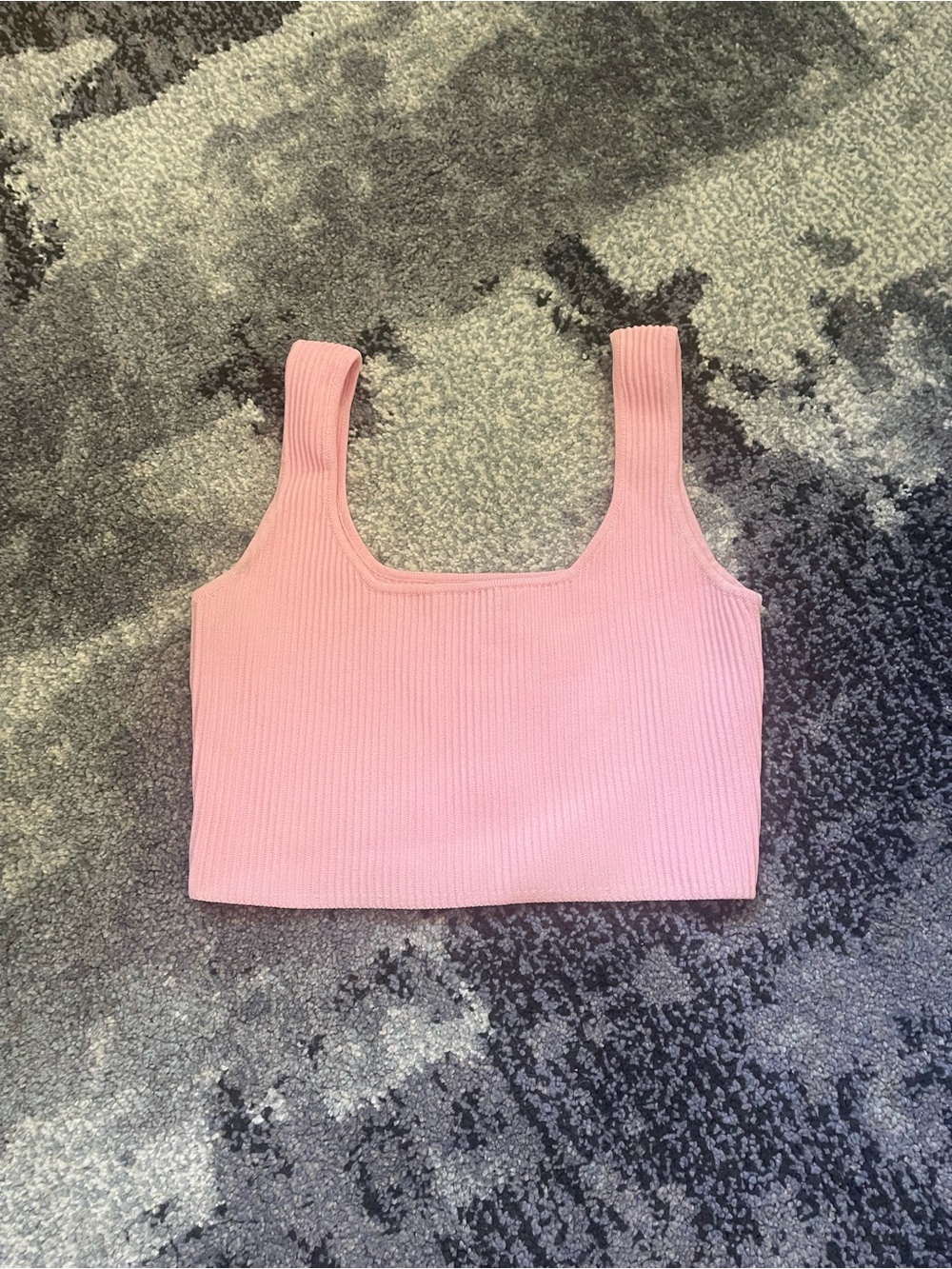 White Fox Boutique Ribbed Square-Neck Crop Tank - Pink